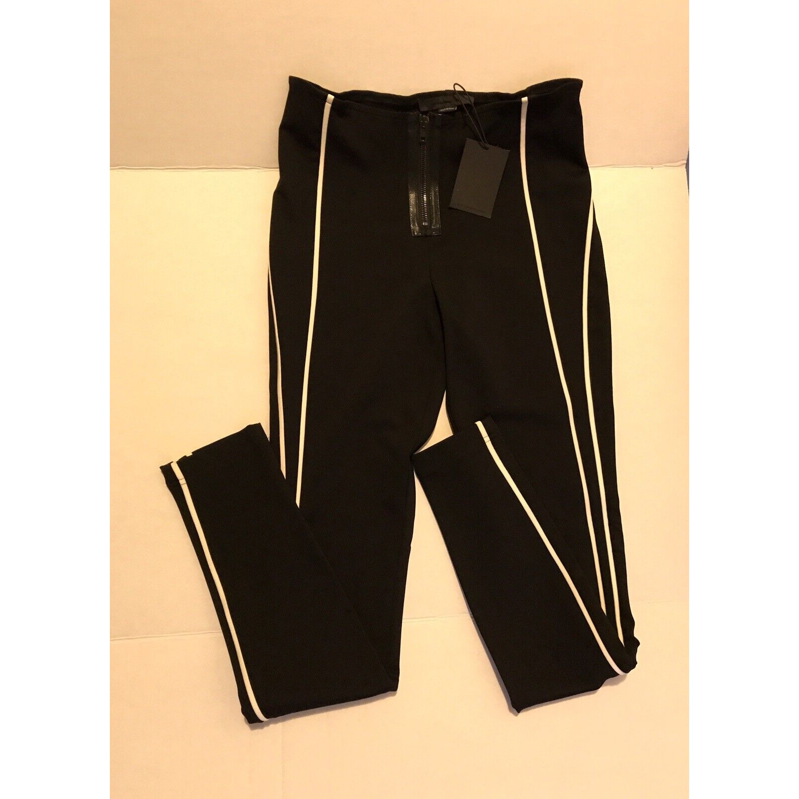 Alexander Wang Black Leggings W/ White Stripes Size 2 New Nwt 2